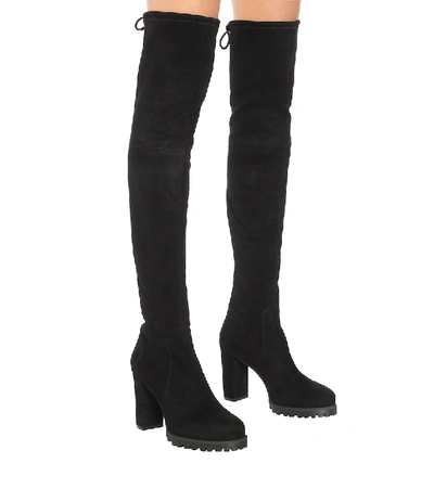 Shop Stuart Weitzman Zoella 95 Suede Over-the-knee Boots In Black