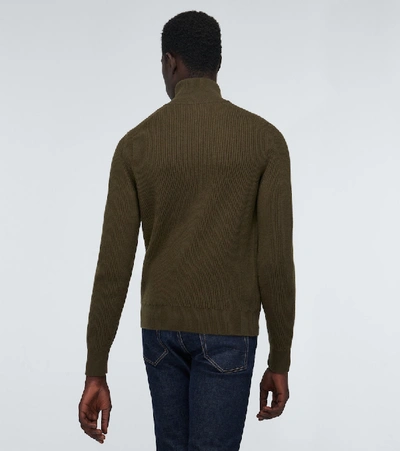 Shop Tom Ford Long-sleeved Zipped Cardigan In Green