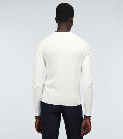 Shop Tom Ford Long-sleeved Ribbed Henley T-shirt In Beige