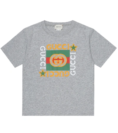 Shop Gucci Baby Logo Cotton T-shirt In Grey