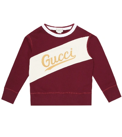 Shop Gucci Logo Cotton Sweatshirt In Red