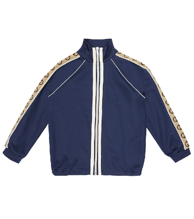 Shop Gucci Gg Cotton-blend Track Jacket In Blue