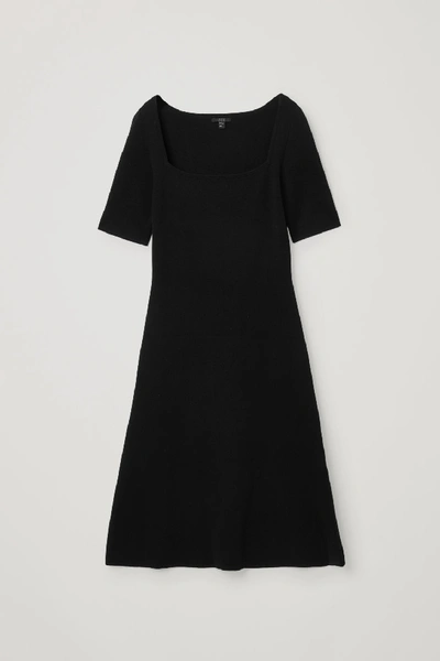 Shop Cos Knitted Cotton-silk Mix Dress In Black