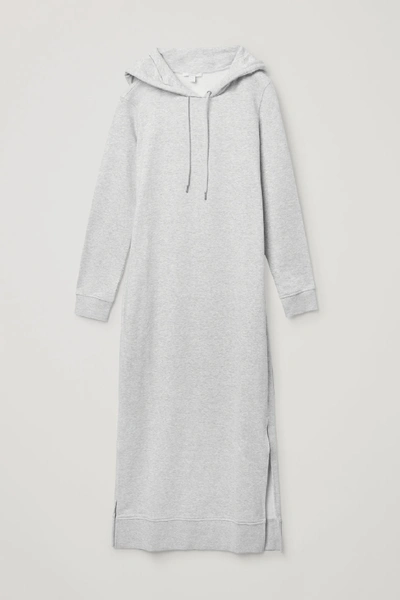 Shop Cos Hooded Sweatshirt Dress In Grey