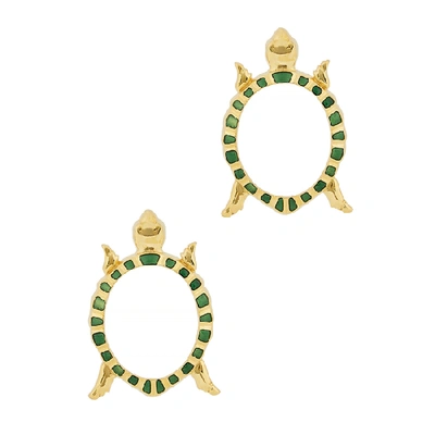 Shop Natia X Lako Gold-plated Tortoise Drop Earrings In Green