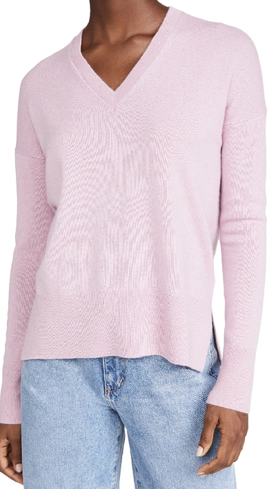Shop Theory Cashmere Karenia V Neck Pullover In Dusty Pink