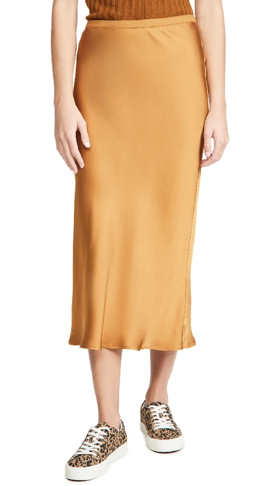 Shop Anine Bing Bar Silk Skirt In Gold