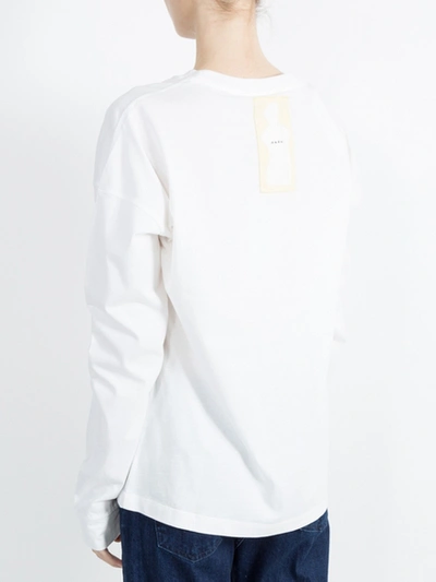 Shop Marni Oversized Logo Print Sweatshirt White