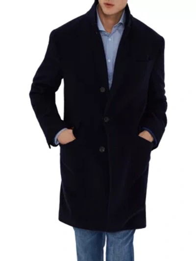 Shop Brunello Cucinelli Cashmere Overcoat In Navy