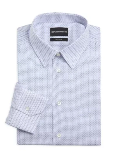 Shop Emporio Armani Check Dress Shirt In White Blue