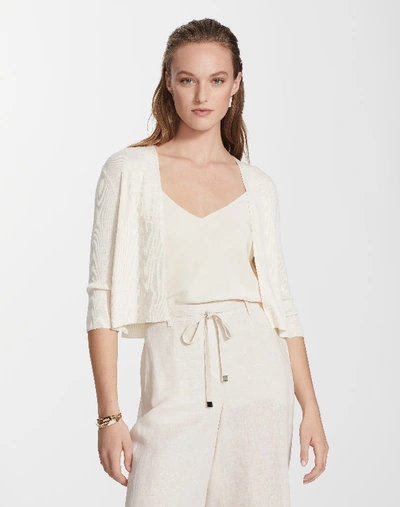 Shop Lafayette 148 Finespun Voile Open-front Cropped Cardigan In White