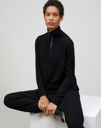 Shop Lafayette 148 Cashmerino Half Zip Turtleneck Sweater In Black