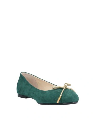 Shop Anna Baiguera Ballet Flats In Emerald Green