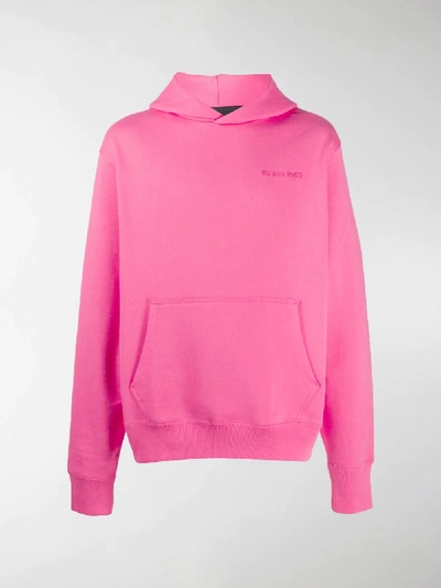 Shop Adidas Originals By Pharrell Williams Embroidered Logo Hoodie In Pink