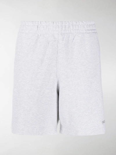 Shop Adidas Originals By Pharrell Williams Embroidered Logo Track Shorts In Grey