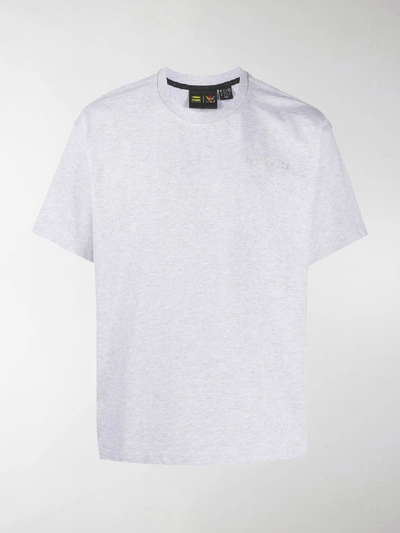 Shop Adidas Originals By Pharrell Williams Embroidered Logo Short-sleeved T-shirt In Grey
