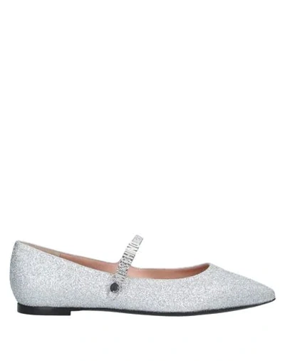 Shop Moschino Ballet Flats In Silver