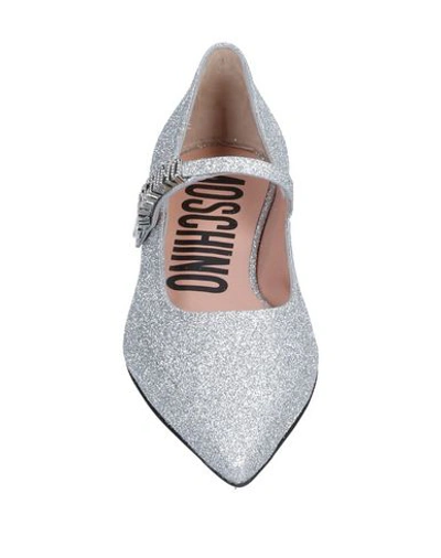Shop Moschino Ballet Flats In Silver