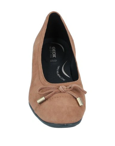 Shop Geox Woman Ballet Flats Camel Size 6 Soft Leather In Beige
