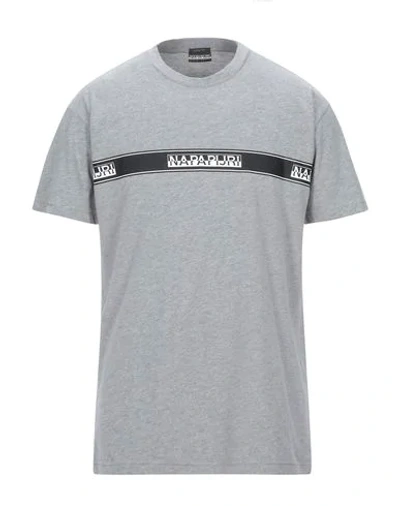 Shop Napapijri Man T-shirt Light Grey Size Xs Cotton, Polyester