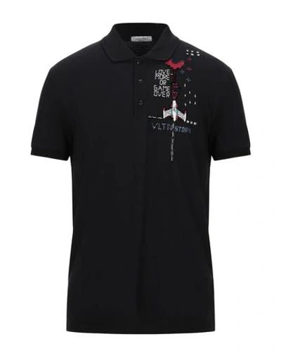Shop Valentino Polo Shirts In Black