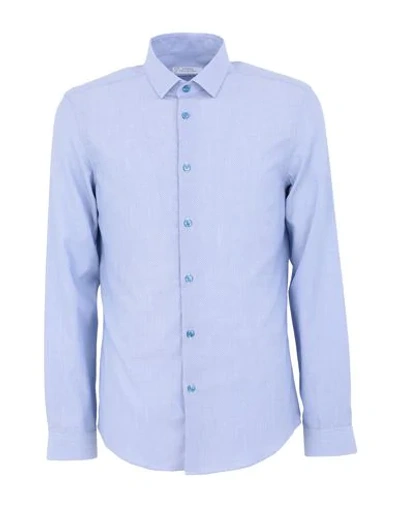 Shop Versace Solid Color Shirt In Azure