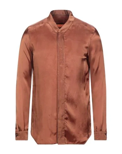 Shop Rick Owens Solid Color Shirt In Brown