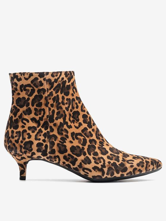 leopard print kitten heel boots