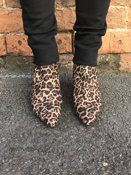 leopard print ankle boots kitten heel