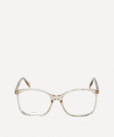 Shop Celine Oversized Square Acetate Glasses In Clear Tinted