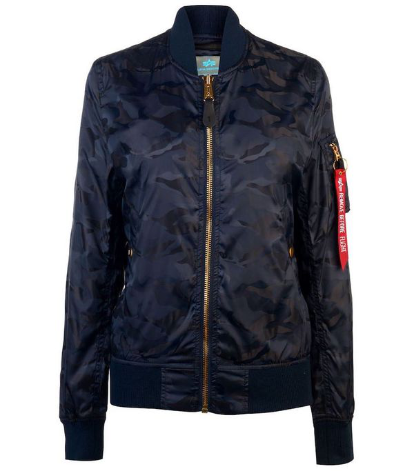Alpha Industries Ma 1 Vf Lw Shiny Camo Jacket In Blue Modesens
