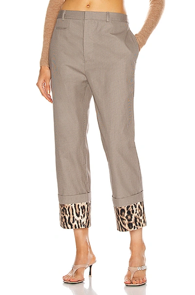 Shop R13 Pants With Foldover Cuff In Mini Houndstooth