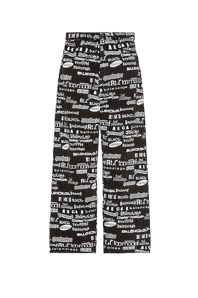 Shop Balenciaga Overprint Baggy Trousers In Stonewash Black