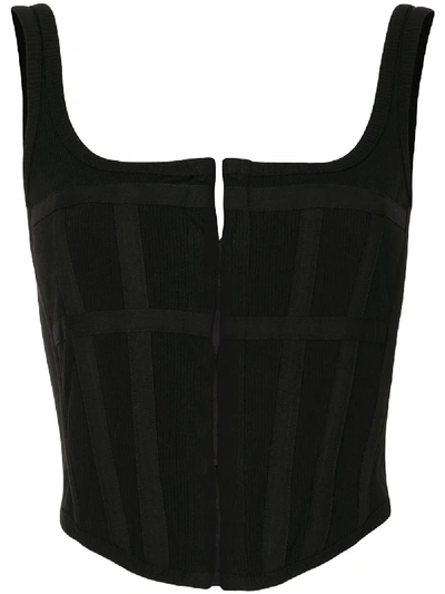 Shop Dion Lee Cropped Corset Top In Black