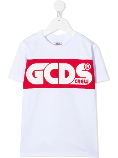 Gcds Short-sleeved Logo Print T-shirt In White