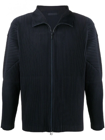 Shop Issey Miyake Zipped Cardigan In Blue