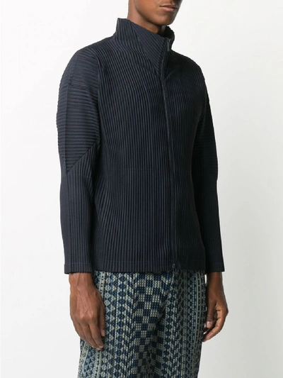 Shop Issey Miyake Zipped Cardigan In Blue