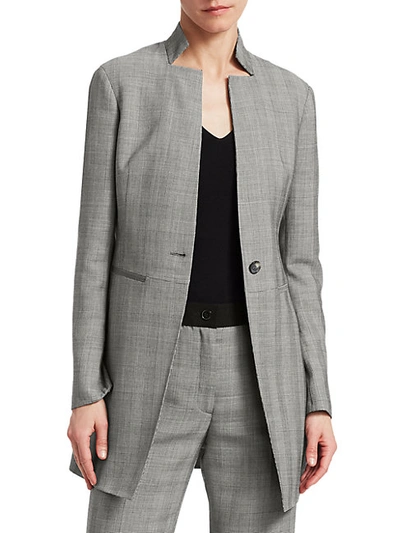 Shop Akris Punto Prince Of Wales Stretch Wool Blazer Jacket In Grey