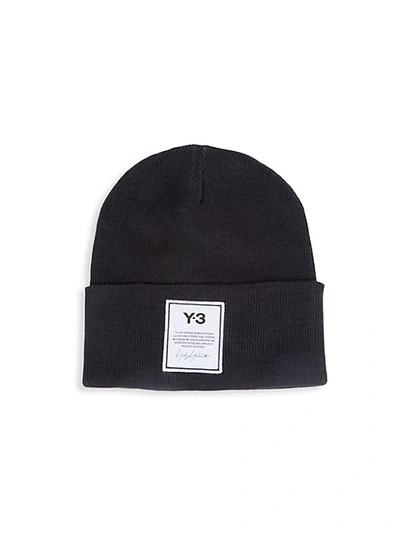 Shop Y-3 Ribbed Cotton Beanie In Black