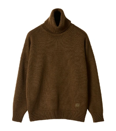 Shop Loewe Turtleneck Cashmere Sweater In Brown