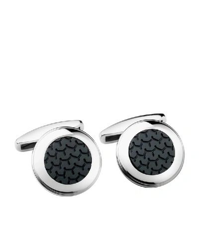 Shop Chopard Stainless Steel And Rubber Classic Racing Cufflinks In Black