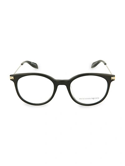 Shop Alexander Mcqueen 50mm Oval Optical Glasses In Black