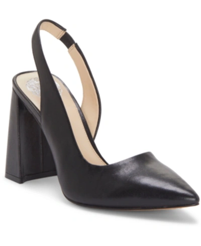 Shop Vince Camuto Analees Slingback Block-heel Pumps Women's Shoes In Black