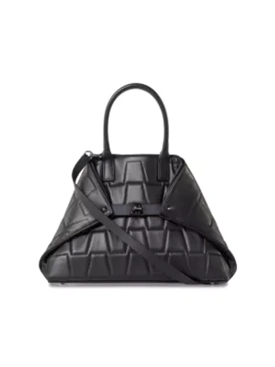 Shop Akris Small Ai Quilted Leather Tote In Black
