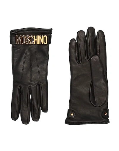 Shop Moschino Gloves In Black