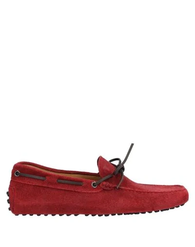 Shop Tod's Man Loafers Burgundy Size 9 Soft Leather In Red