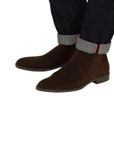 Shop Hugo Boss Ankle Boots In Dark Brown
