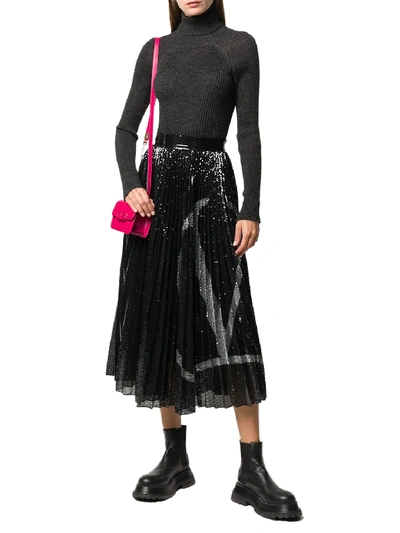 Shop Valentino Jersey Skirt Vlogo Signature In Black