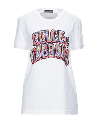 Shop Dolce & Gabbana Woman T-shirt White Size 0 Cotton, Crystal