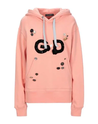 Shop Dolce & Gabbana Hooded Sweatshirt In Salmon Pink
